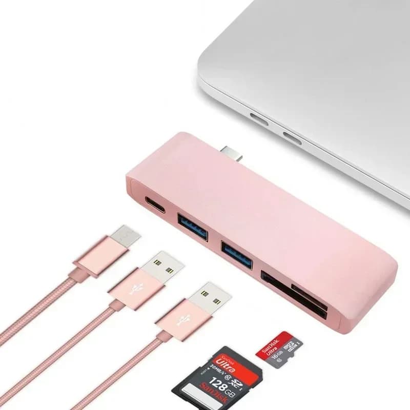 USB C 3.0 PD Thunderbolt 3 hub adapter with SD TF player slot for 2019 2020 12 13 15 New Pro Air MacBook
