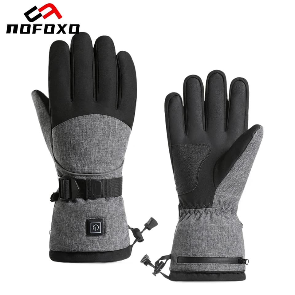 NOFOXO Guanti riscaldati elettrici invernali Guanti termici invernali da moto impermeabili caldi Riscaldamento ricaricabile per motoslitta