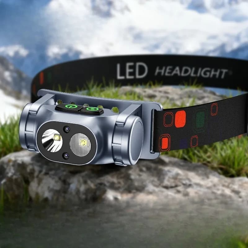 Super-bright LED Headlamp Sensor Rechargeable Head Mount Light Large Capacity Led Light for Mountain Night Climbing