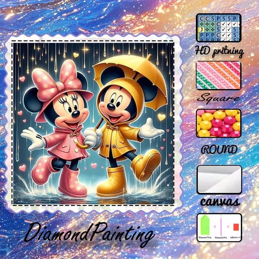 1 pezzo - Potdemiel-5D-DIY - Tessuto floccato - Trapano speciale - Set per pittura con diamanti - Minnie Mickey - Arte con diamanti