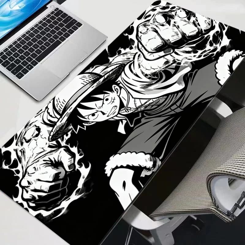 One Piece Rufy Big Gamer Black and White Mouse Mat Gamer Accessories Fast Keyboard Rubber Locking Board Laptop Mouse Mat