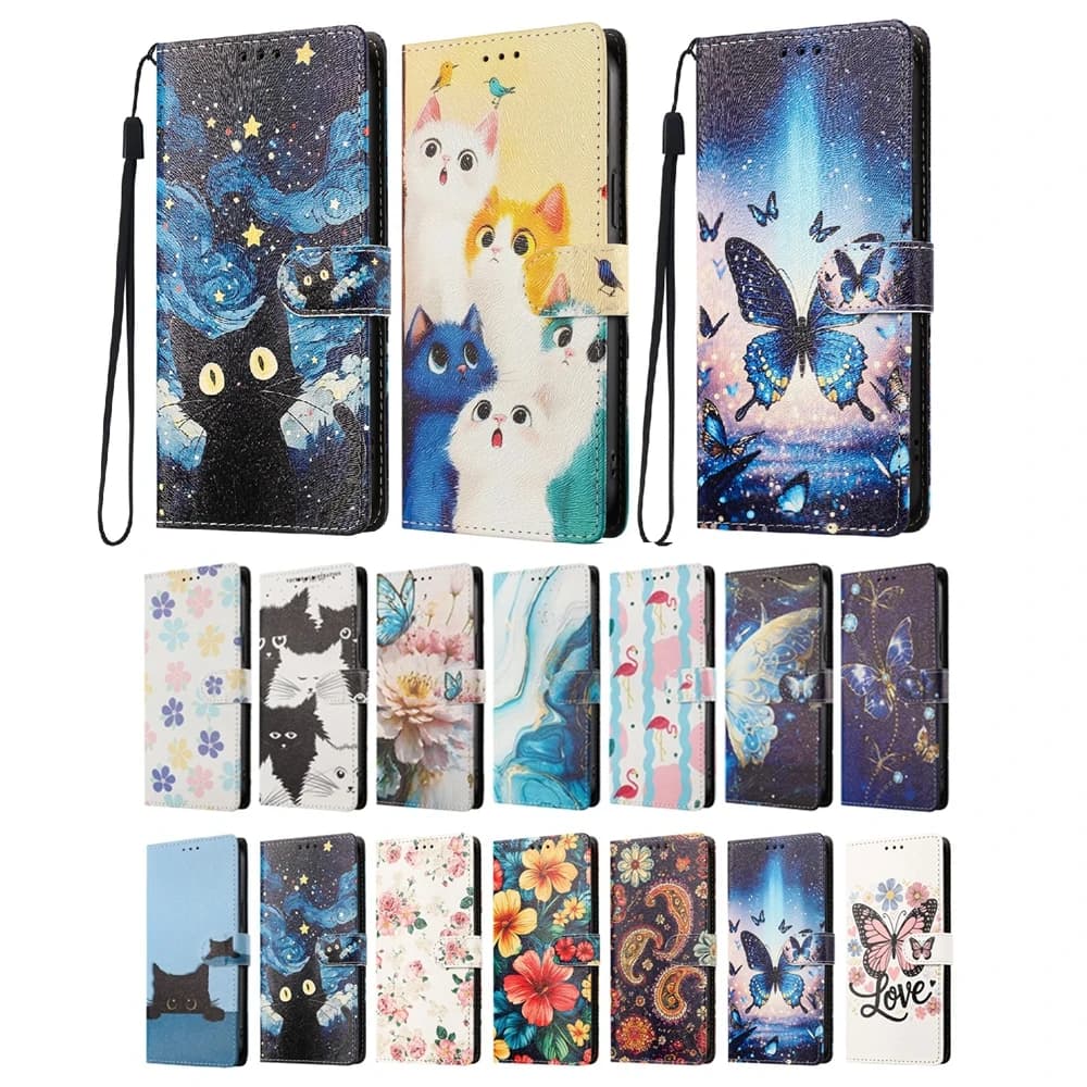 Magnetic Flip Leather Case For Xiaomi Redmi 15 15C 14C 13 13C 12 A5 4G 5G Poco C85 169 171 173 Wallet Holder 3D Butterfly Flower