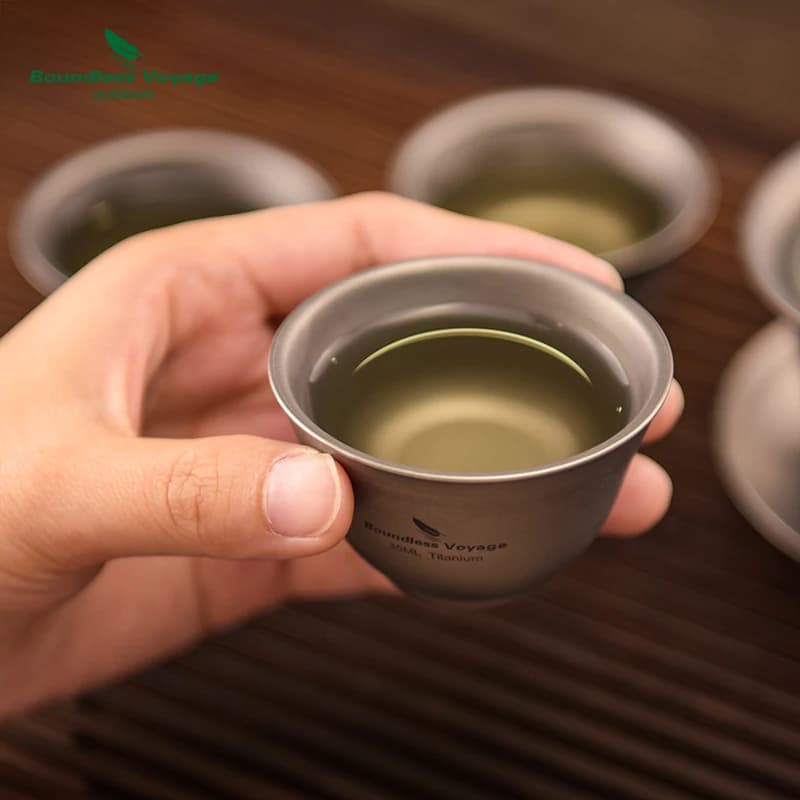 Boundless Voyage 35ml Titanium Double Wall Teacup Portable Travel Mini Beer Mug tazze d'acqua impilabili Home Coffice Drinkware