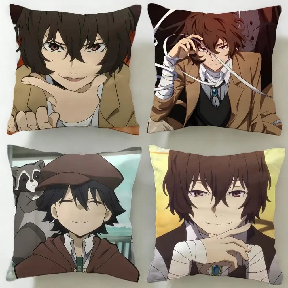 Federa per cuscino classica dell'anime Bungo Stray Dogs, morbida e facile da lavare, versatile per divano, letto, viaggi e ufficio