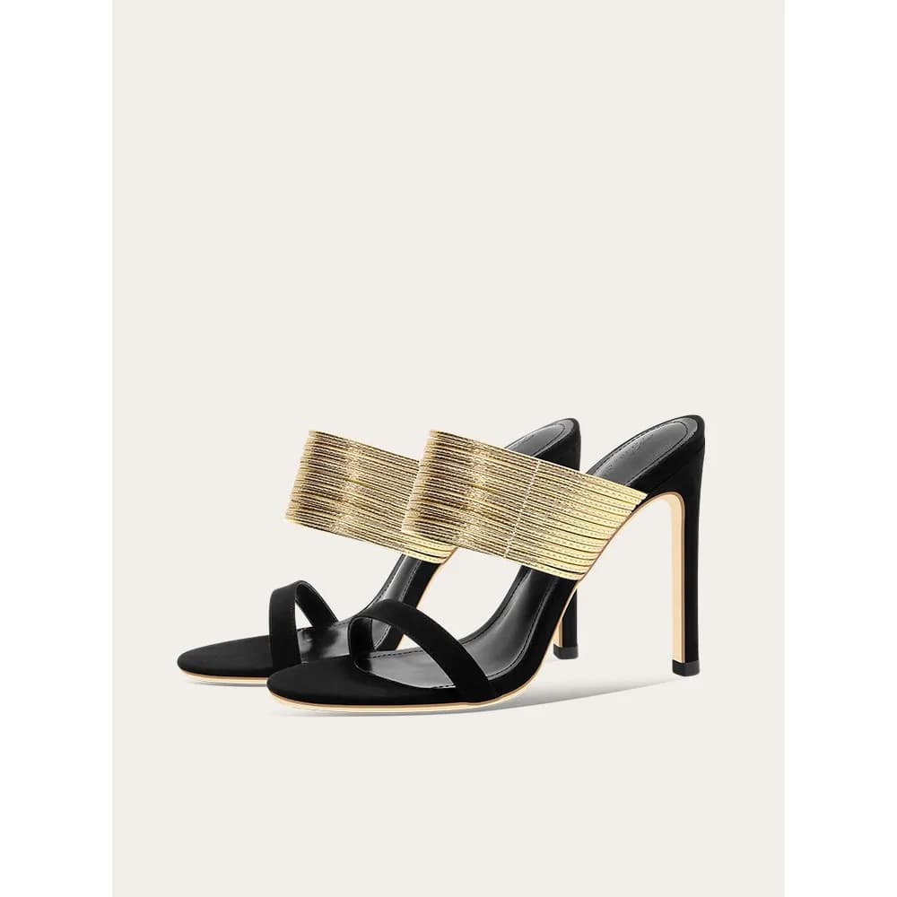 Women Roman Style High Heel Sandals Open Toe Round Head Mule Slides Fashion Summer Shoes