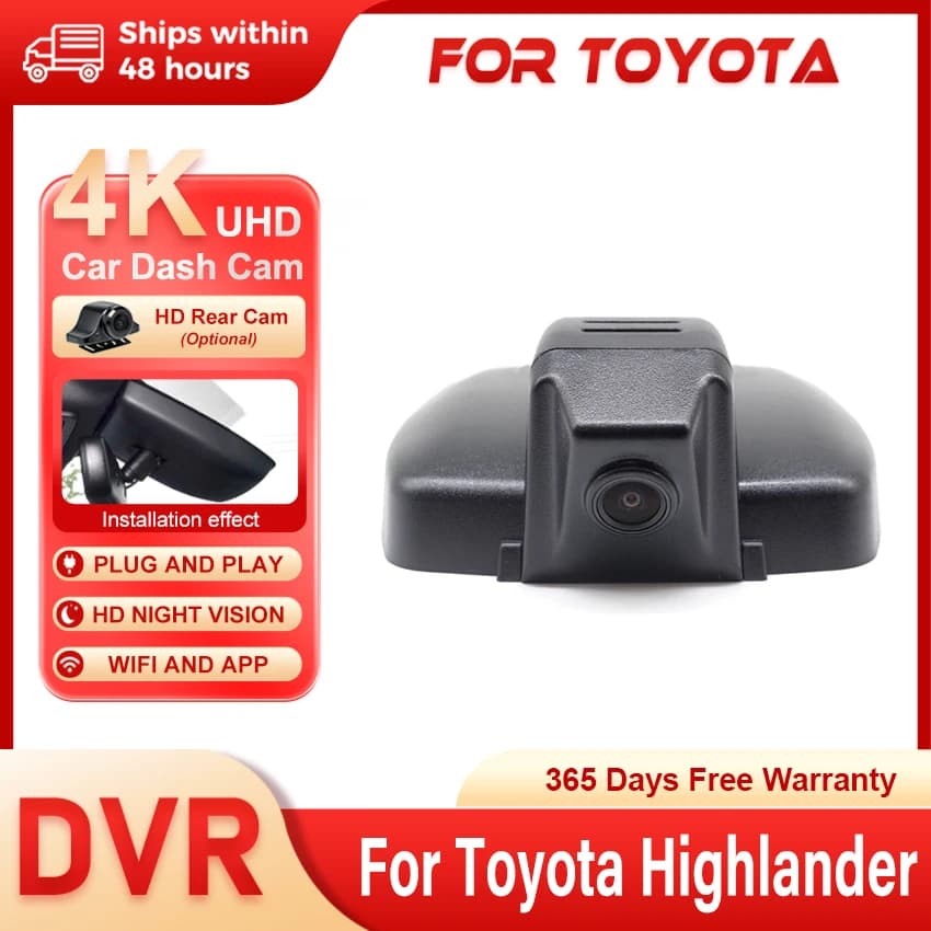 Car DVR Wifi Dash Cam Video Recorder Original For Toyota Highlander (XU50 XU70), Dashcam for Toyota Highlander XLE LE 2017-2025