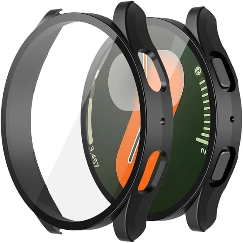 Custodia protettiva per schermo per Samsung Galaxy Watch 7 6 5 4 40mm 44mm Custodia rigida opaca per PC + Paraurti protettivo completo in vetro temperato