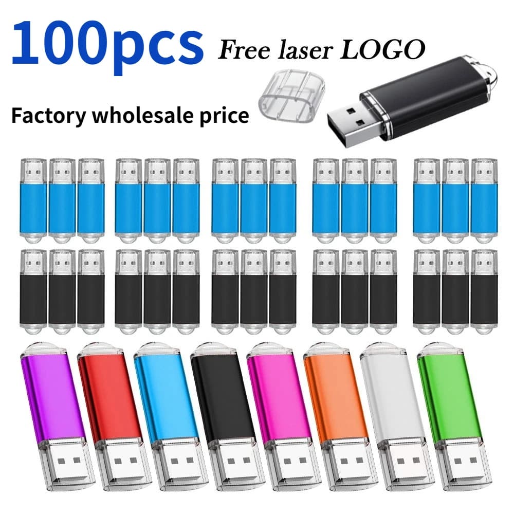 100 pz. all'ingrosso – Chiavetta USB 2.0 in metallo da 4GB, 8GB, 64GB – Pendrive USB, Memory Stick, con logo personalizzato gratuito, regali, U-disk impermeabile