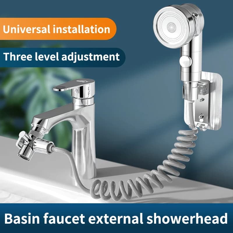 Prolunga per rubinetto monoblocco per lavabo, doccetta estraibile per acqua calda e fredda, accessorio per lavaggio capelli, estensione telescopica esterna