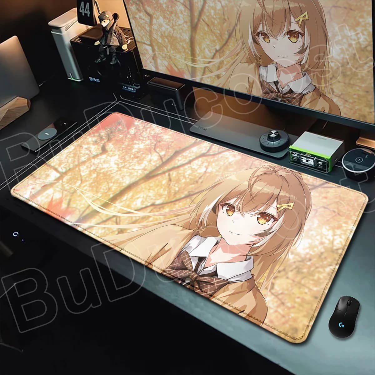 Large Extended Laptop Keyboard Mat Hot Anime Hololive Kawaii Nanashi Mumei Mouse Pad Locking Edge PC Gaming Accessories Soft Rug