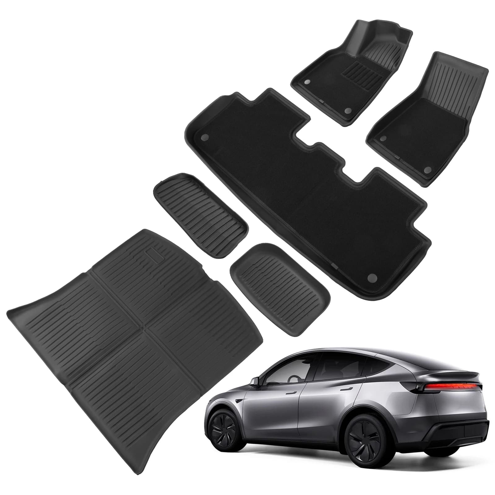 Tappetini per Auto con Rivestimenti per Bagagliaio Posteriore, Set Completo in TPE per Tutte le Stagioni, per Tesla Model Y Juniper 2025-2026, Accessori per Tesla