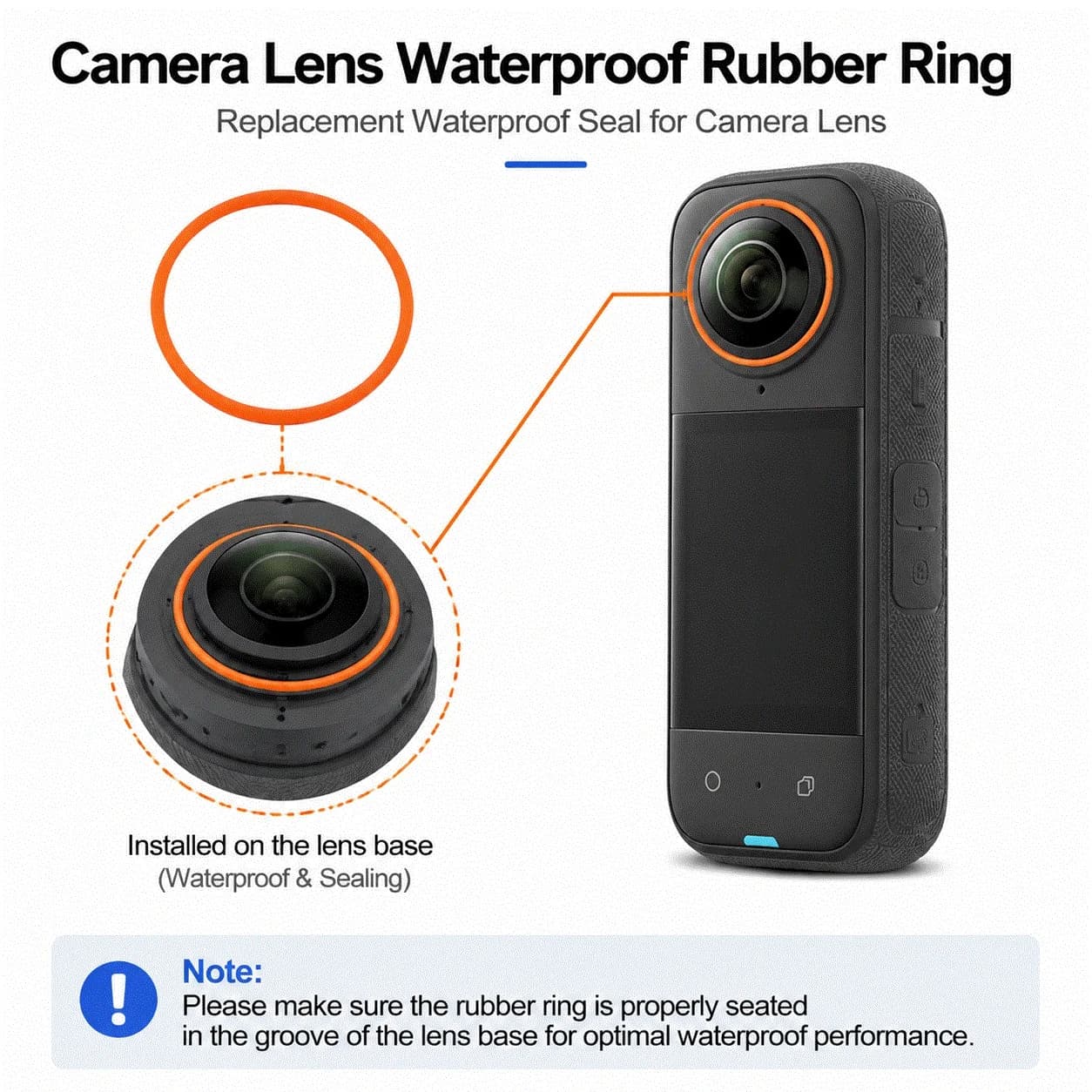 Replacement Camera Lens Waterproof Rubber Ring For Insta360 X3 Action Camera Repair Parts