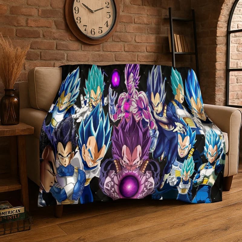 Coperta in Flanella Morbida e Calda con Motivo Anime Dragon Ball, per Camera da Letto, Soggiorno, Viaggi, Campeggio, Picnic, Bambini