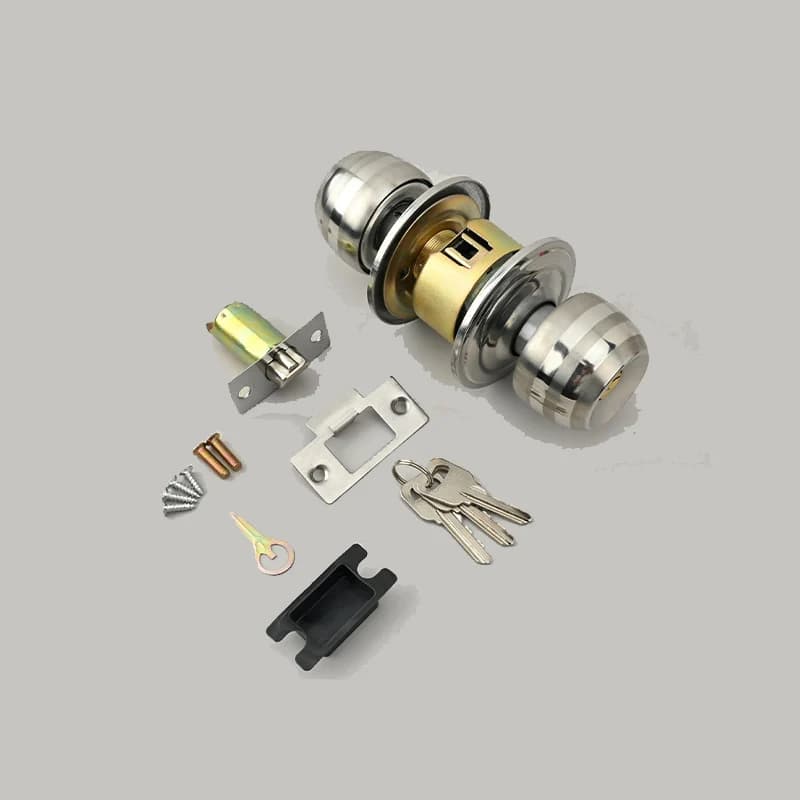 Set di pomelli per porta privacy con sfera rotonda dorata in acciaio inossidabile, serratura per maniglia del bagno con chiave per forniture hardware per porte di casa