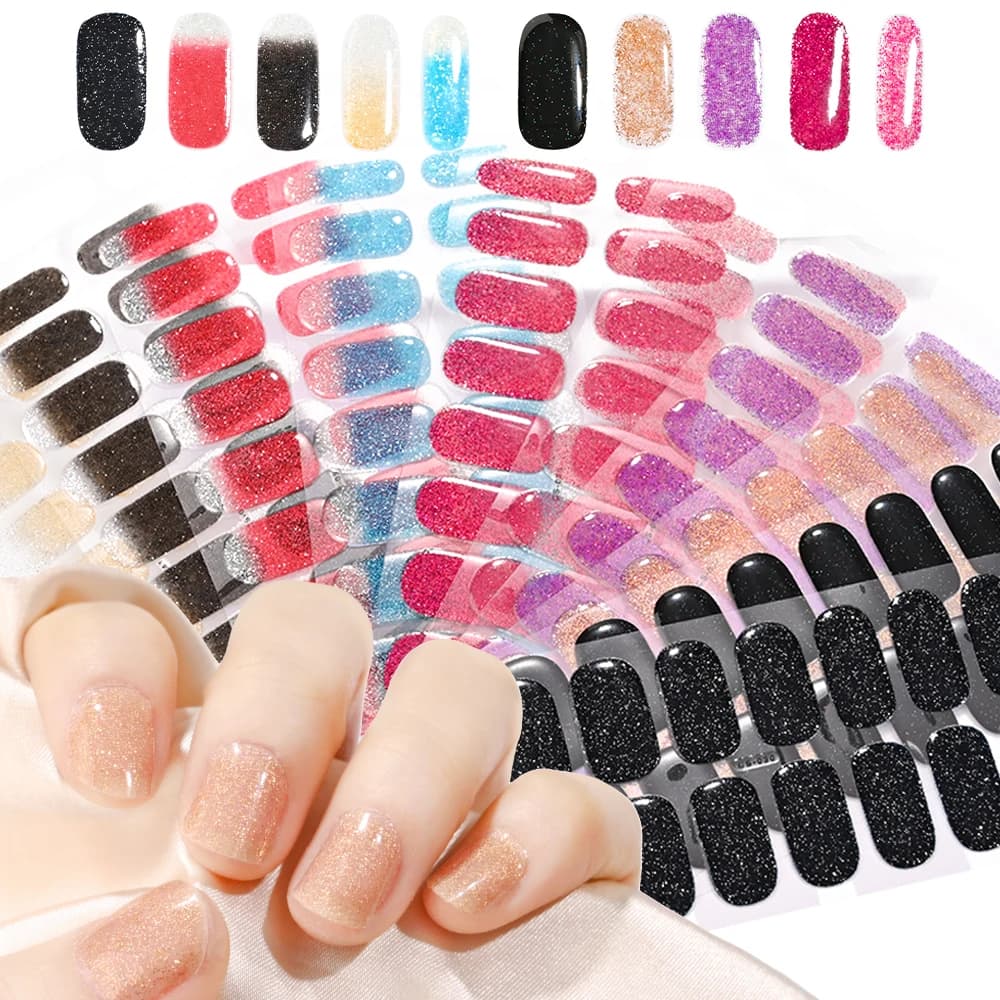 16 Tips UV Gel Semi-curated for nails French Wall decal Full cover Luminous white Glitter Nail Gel Wrap UV for the extension of home nails DIY #