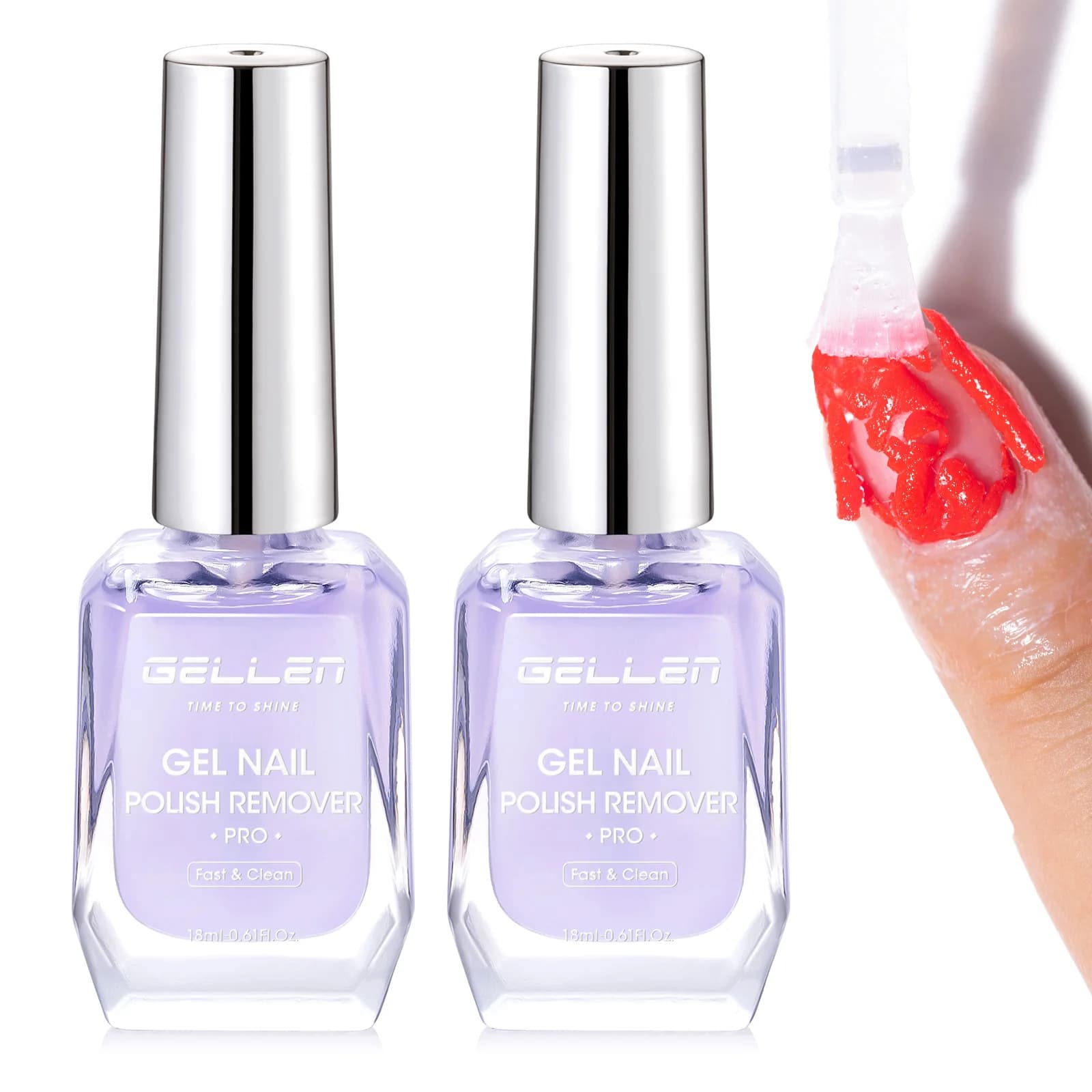 GELLEN Solvente per Smalto Gel 18ml 2pz, Rimozione Rapida e Delicata del Gel UV, Senza Foglietti, Senza Immersione, Cura Manicure Veloce e Facile