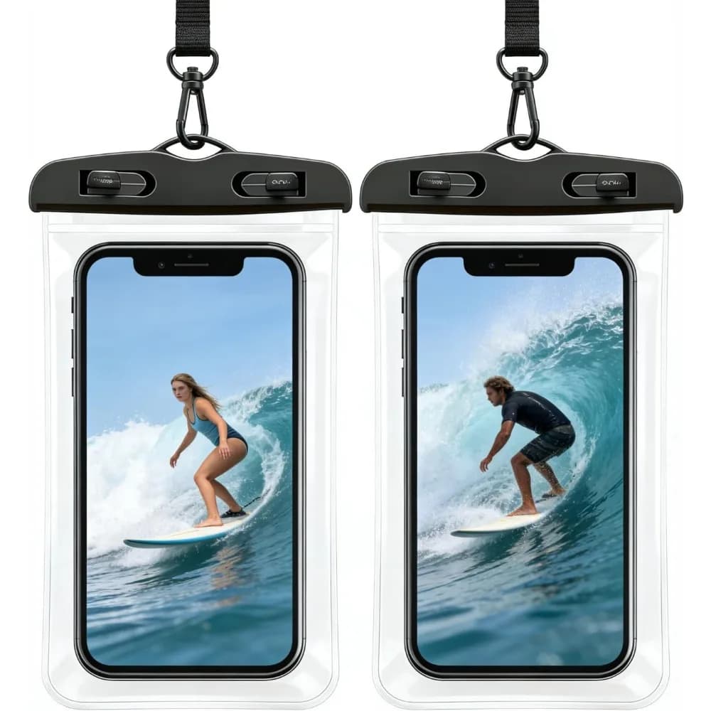 Waterproof Phone Pouch, IPX8 Waterproof Phone Case for iPhone 17/16/15/14/13 Pro Max, Cell Phone Dry Bag for Beach & Cruise Essentials, Touch Screen, Lanyard Included, 2 Pack (Fits Up to 8.9”)