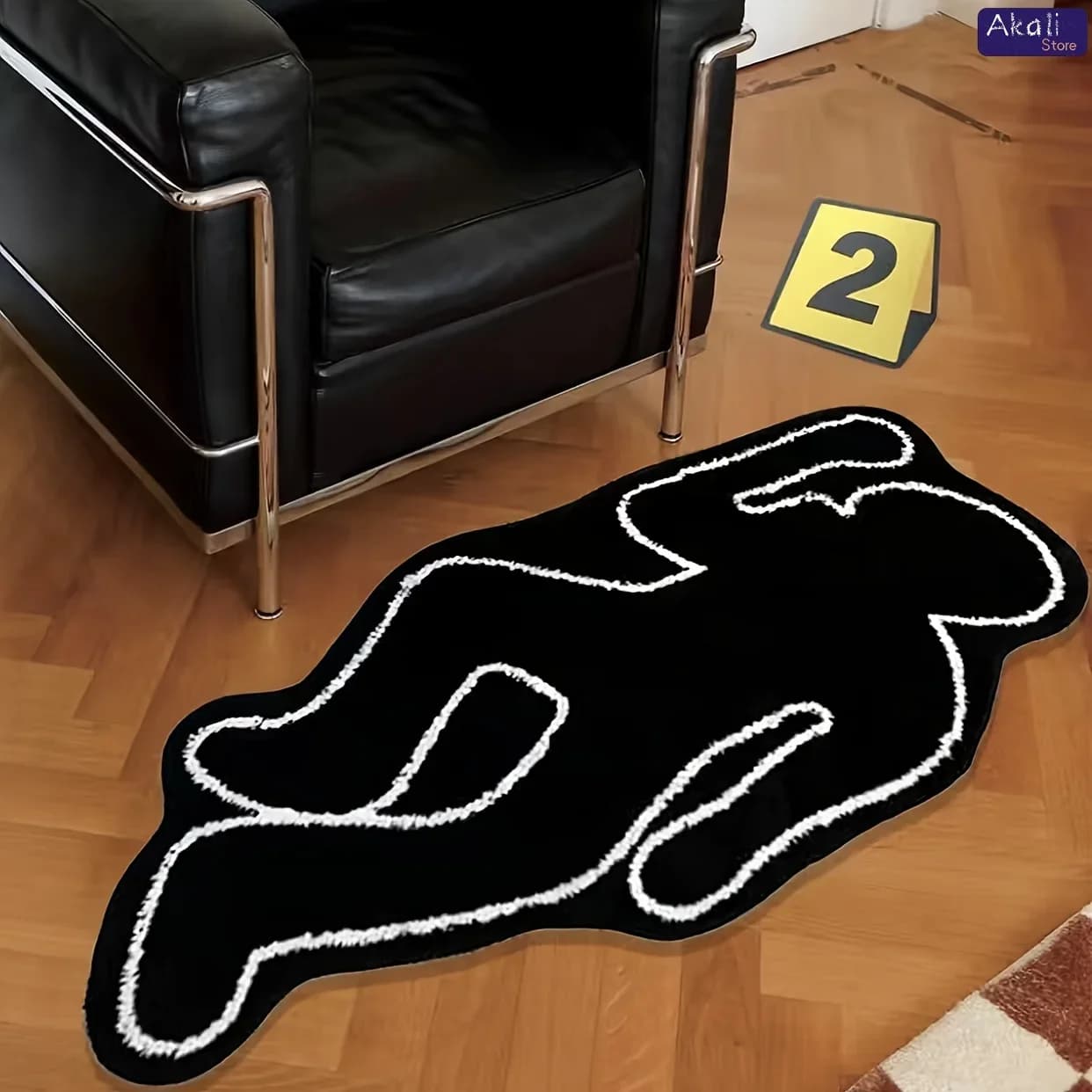 Tappeto umanoide creativo nero per bagno, tappetino antiscivolo, squisiti cuscini da comodino, camera da letto, soggiorno, decorazione