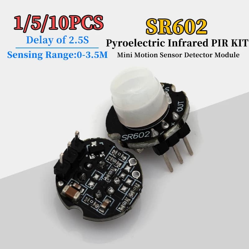 1-10 Pezzi Modulo Sensore di Movimento SR602 MINI, Rilevatore a Infrarossi PIR, Kit Interruttore Sensoriale con Staffa per Arduino DIY con Lente
