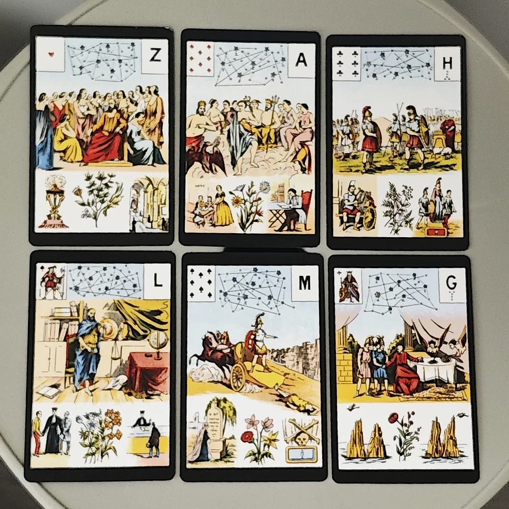 Mazzo Grand Jeu De Mlle Lenormand 9 * 6 cm 54 carte Lenormand Oracle stampate su cartoncino doppio goffrato da 350 GSM