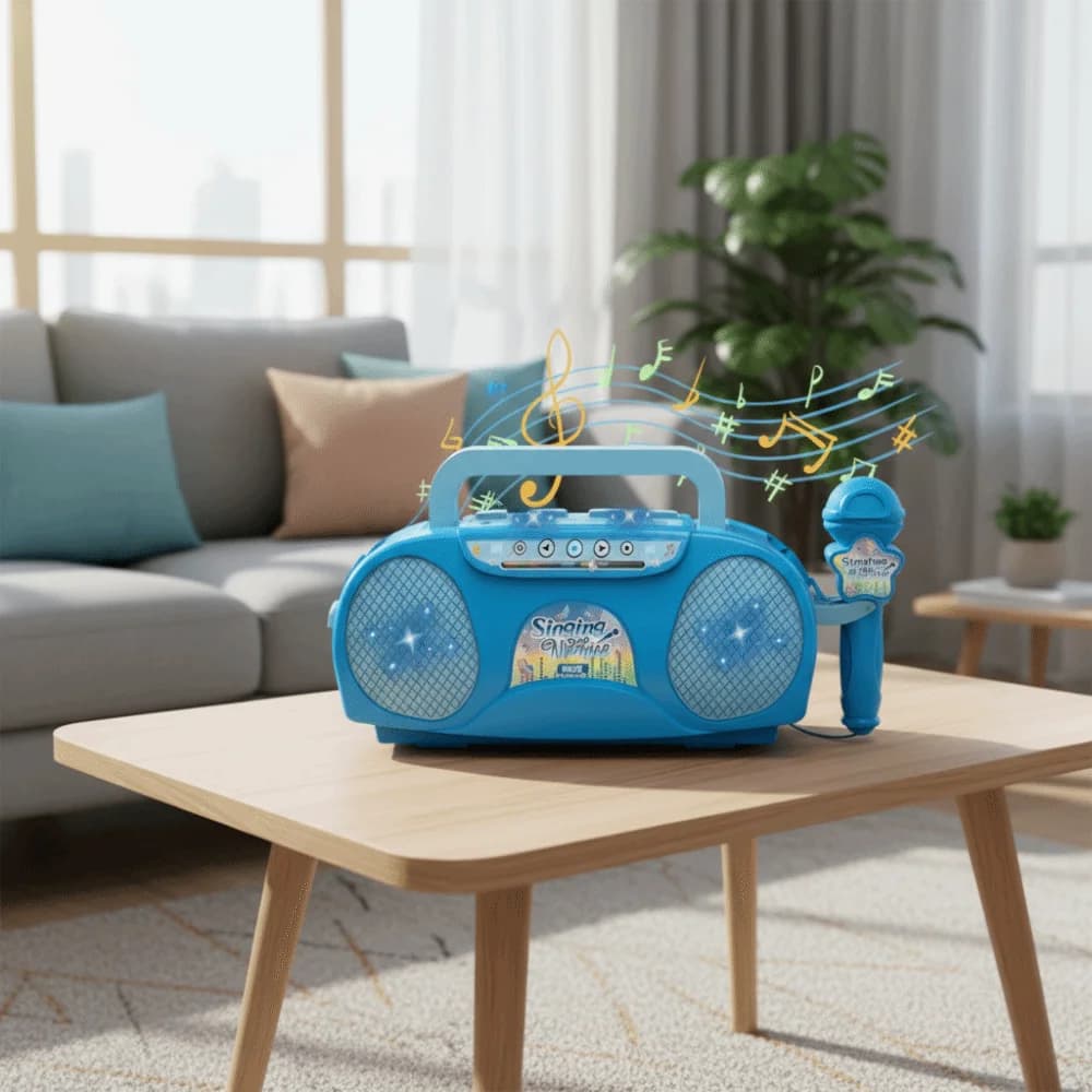 Microfono Wireless per Karaoke, Macchina per Cantare con Luci per Bambini, Connessione al Telefono, Regalo in Plastica