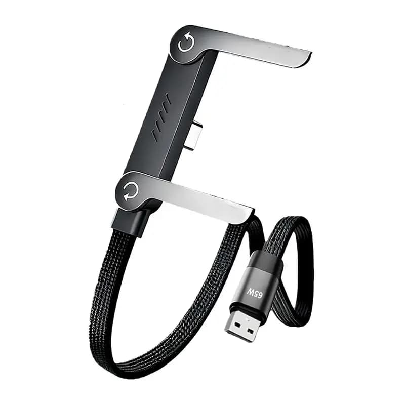 Cavo USB-C pieghevole A75Q da 65W con supporto per ricarica rapida e trasferimento dati, compatibile con tablet.