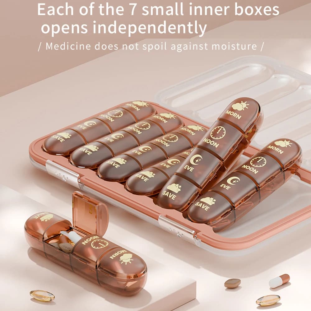1 weekly pill holder 3/4 times a day, large pill holder, 7-day medicine organizer, fish vitamin/oil pills/integrators