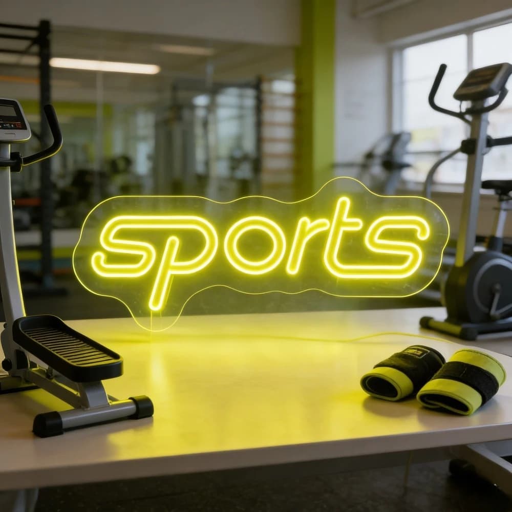 Luce al Neon LED Gialla Sportiva Dimmerabile con Alimentazione USB, Insegna al Neon per Decorazione Parete Palestra, Sala Fitness, Bar Sportivo, Sala Giochi, Camera da Letto Ragazzi