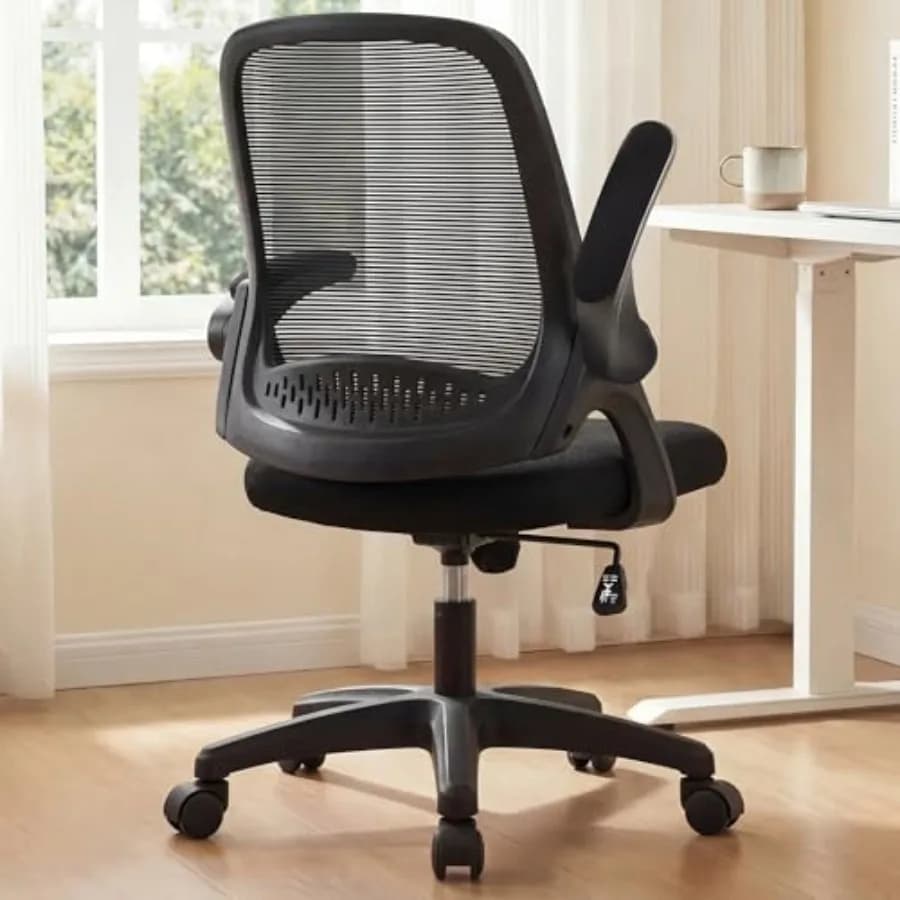 Sedia da Ufficio Ergonomica per Computer e Gaming con Supporto Lombare, Braccioli Imbottiti Ribaltabili, Altezza Regolabile e Ruote