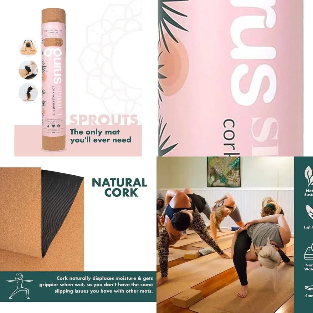 Yoga Mat in cork Often and Durable with Anti-slip Surface for Home Fitness
