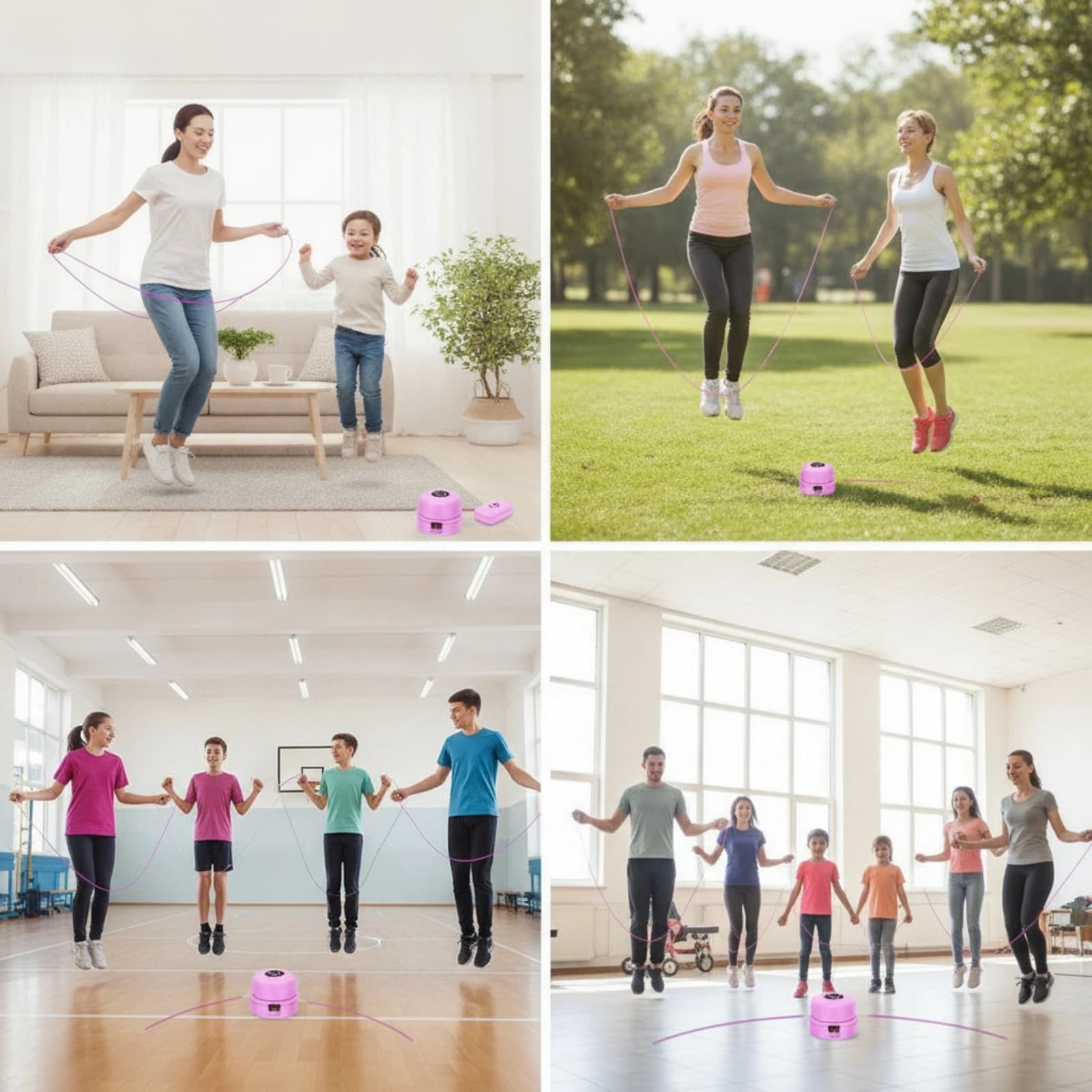 Remote Control Smart Skipping Machine Hands-free Jump Rope Device 10 Speed LCD Display Counter for Living Room Cardio