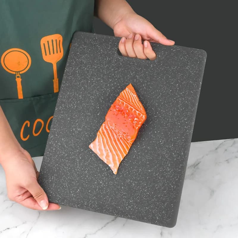 Set di Tre Taglieri Neri con Motivo Imitazione Marmo, Tagliere Quadrato in Plastica per Cucina, Tagliere Spesso per Coltelli