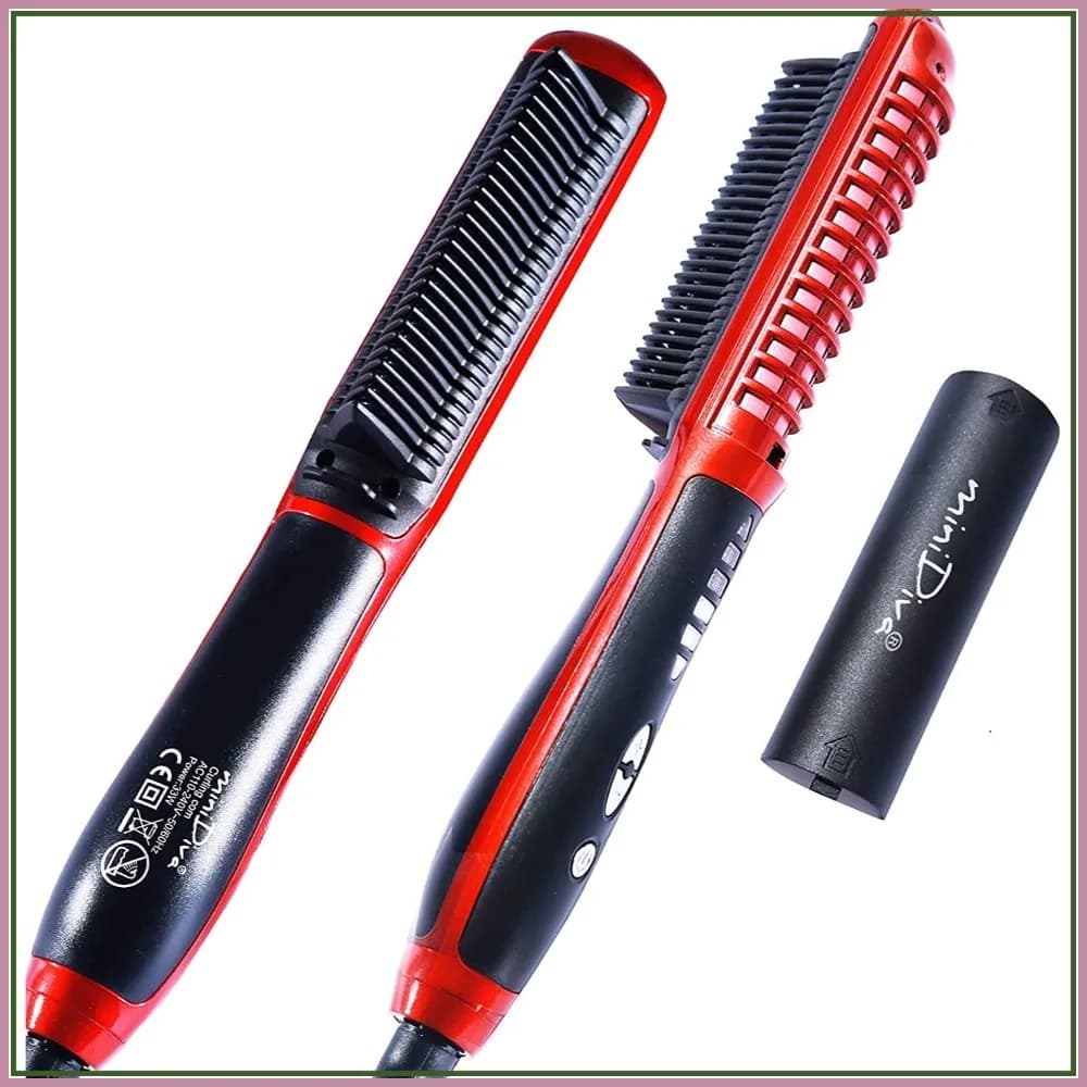Piastra e Arricciacapelli 2-in-1, Anti-scottatura, Riscaldamento Rapido in 30s, 6 Livelli di Calore, Spegnimento Automatico, Spazzola Portatile per Casa e Viaggio