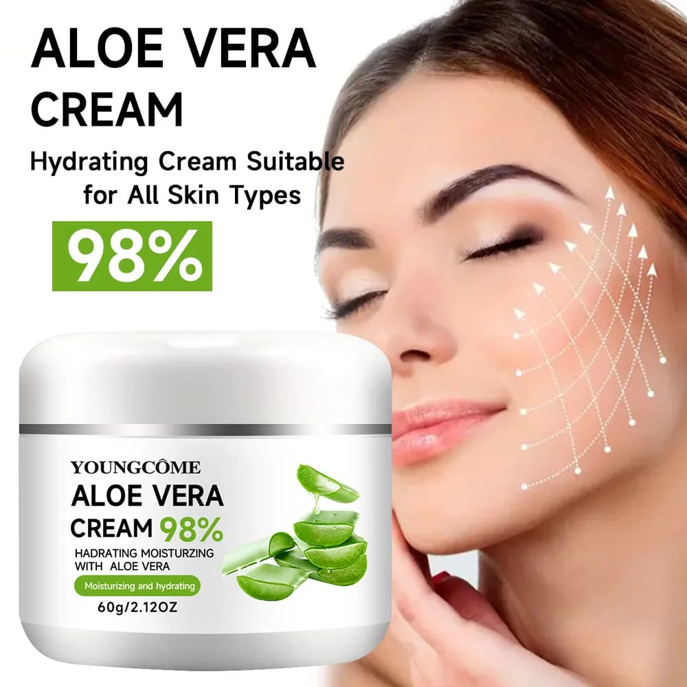 98% Aloe Vera Crema Per Il Viso Idratante Viso Anti Invecchiamento Sbiancamento Cura Della Pelle Riparazione Dissolvenza Linee sottili Rimozione Delle Rughe Crema Per Il Viso