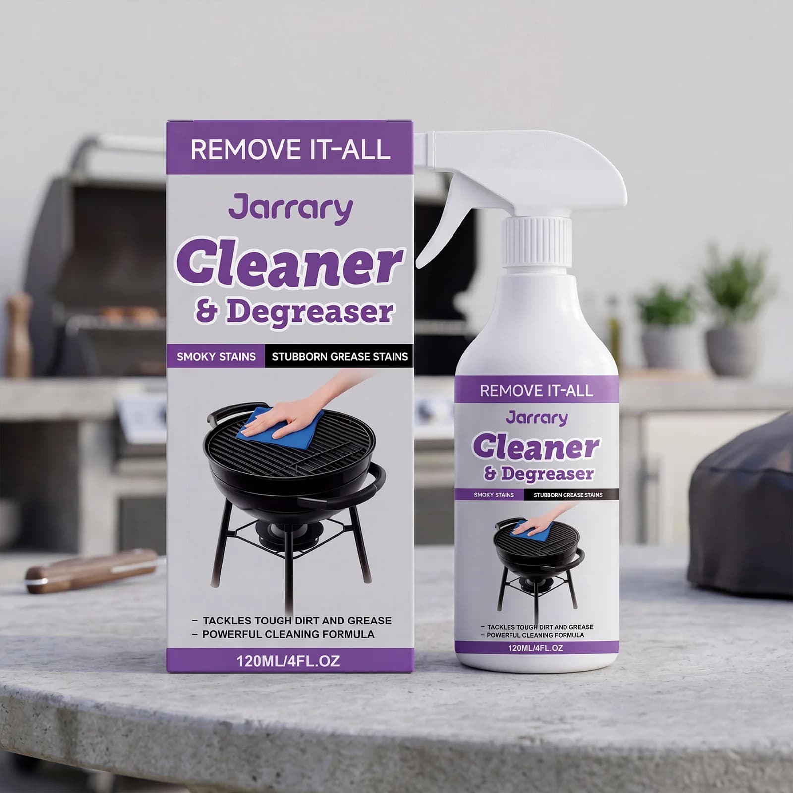 Grill Cleaner - BBQ Grill Rack and Home Frying Pan Multi-Scene Oil Stain Remover, Deep Degreasing Formula and Heavy-Duty Cleanin