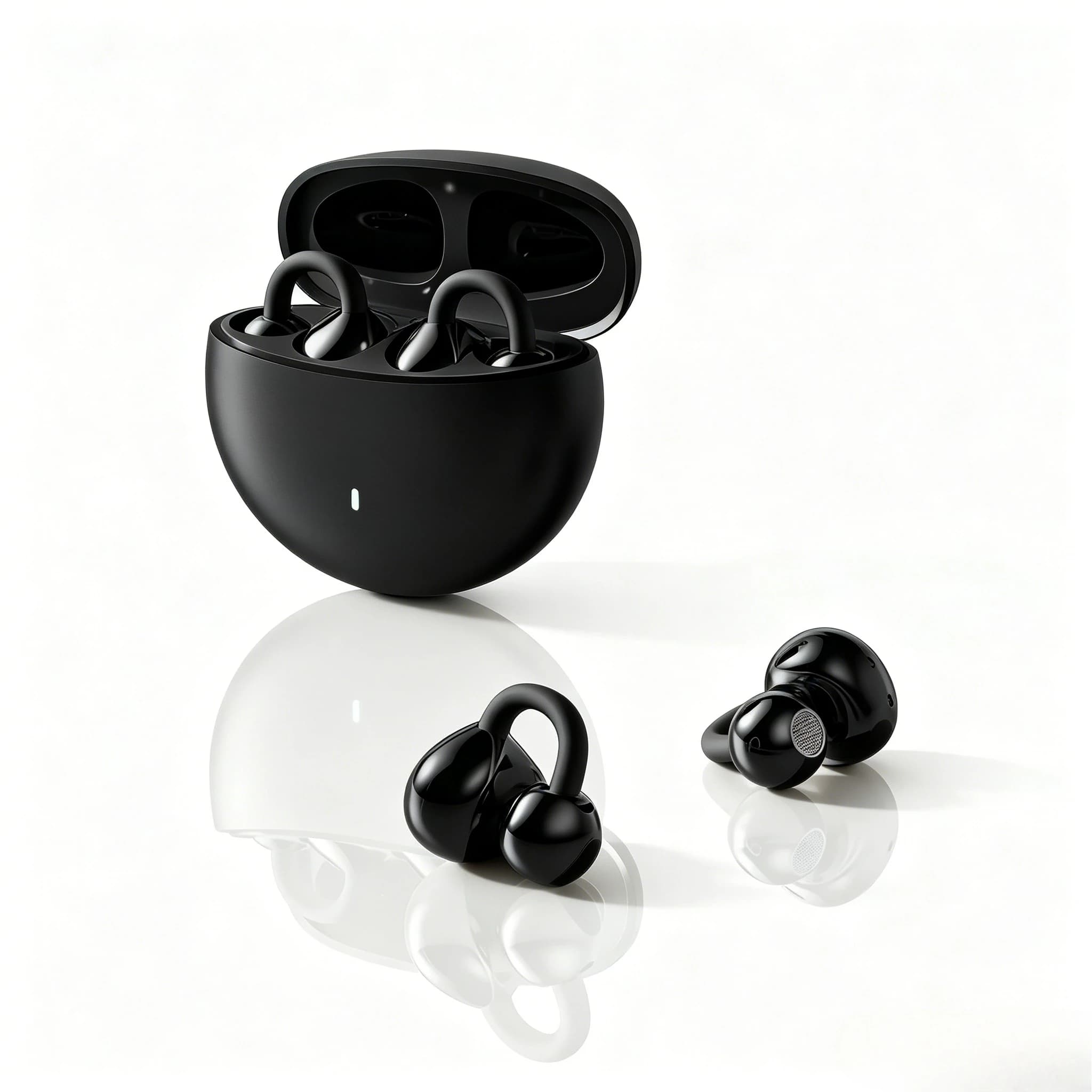 Upgraded Wireless Bluetooth Clip Earbuds Anti Sound Leakage Waterproof 24H Long Battery Life Comfort Fit Built-in Mic