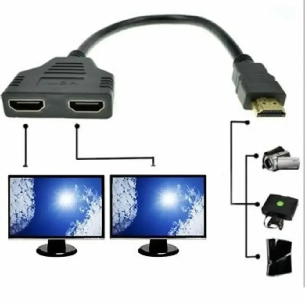 Hot HDMI Compatible 2 Double Door Y Splitter HD 1080P V1.4 Male To Double Female Cable Converter 1 In 2 Out Connect Cable