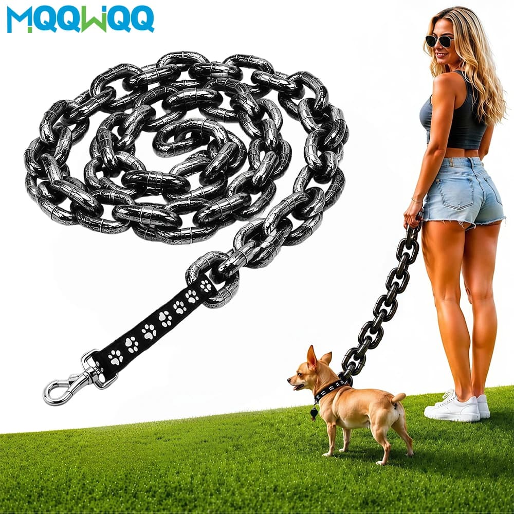 1Pcs Lightweight Fake Heavy Plastic Iron Paw Chains - 1.8m / 5.9ft Big Chain Leash for Small Dog Funny Ready Humorous Chains