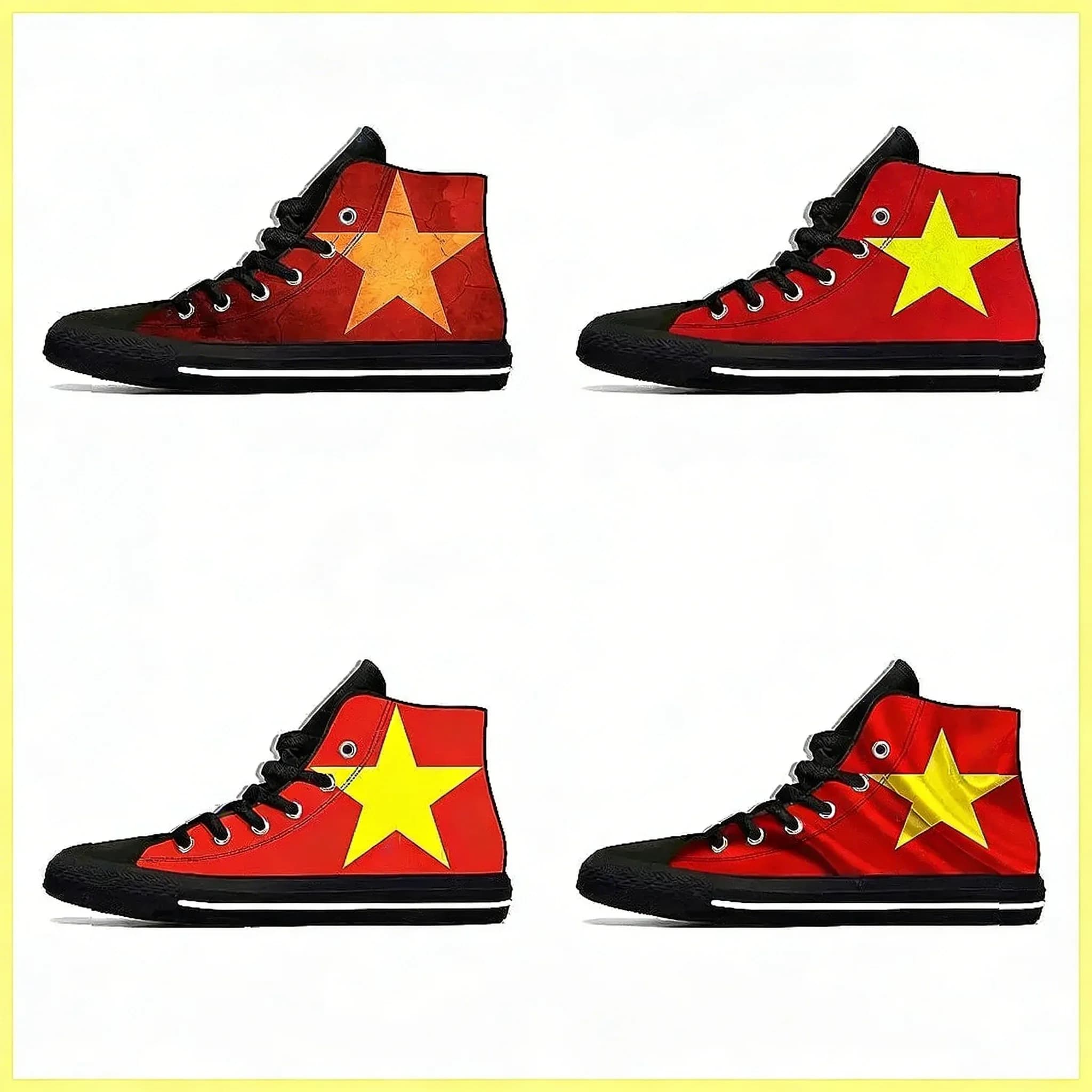 Sneakers alte con bandiera vietnamita, scarpe estive casual in tela per uomo e donna