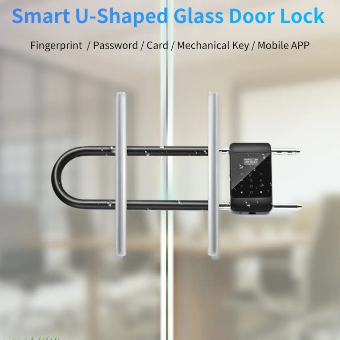 Tuya Smart U-Shaped Lock Fingerprint/Password /Card Padlock Glass Door Lock cerradura inteligentes wifi chapas inteligentes para