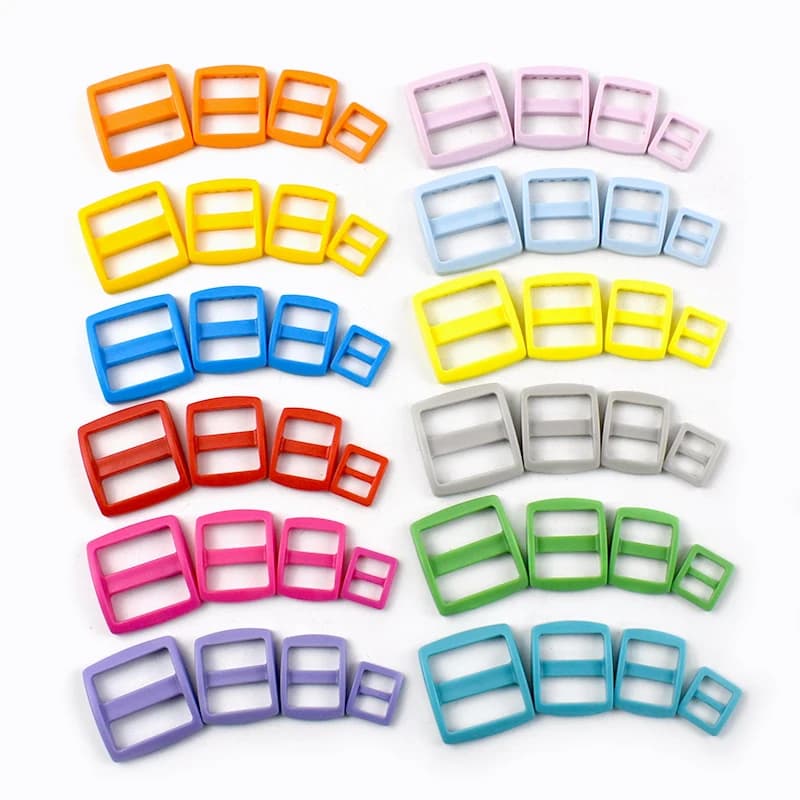 10-50 Pz 10-25mm Plastic Ring Buckles for Backpack Strap Tri- Glide Cursor Closure Collar Pet Weaving Belt Hooks Accessories For Sewing