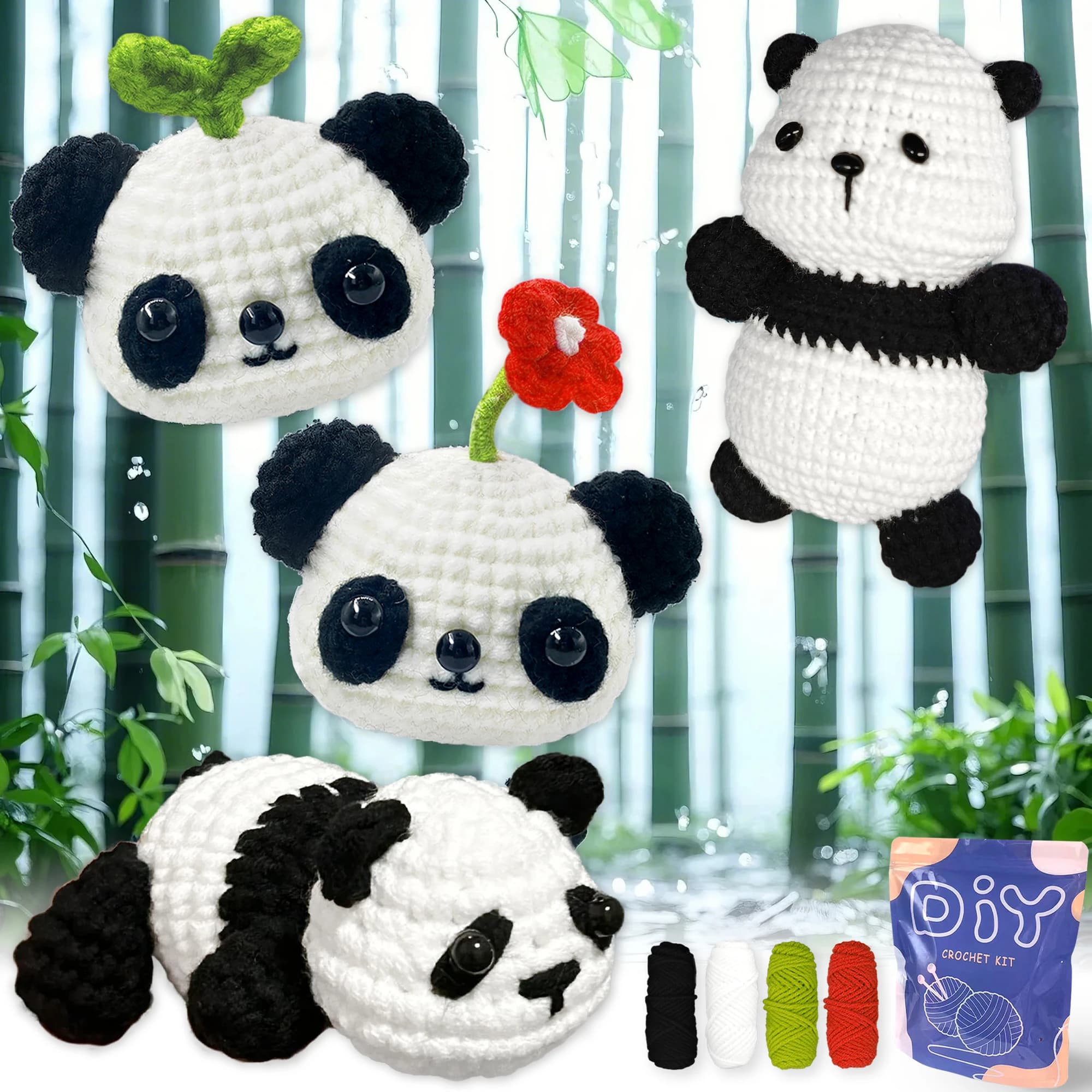 YAMAXIN 4PC Panda Set di aghi per uncinetto Kit di strumenti artigianali per principianti Facile fai da te Arti e mestieri per maglieria Adatto ai principianti