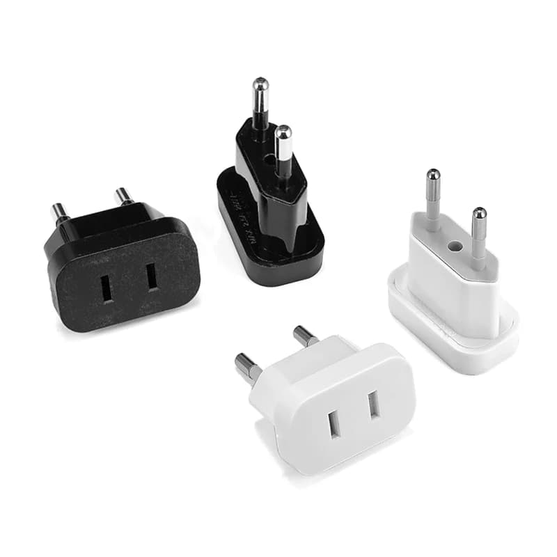 Adattatore da 4,8 mm da US a UE Adattatore convertitore da viaggio Spina americana da USA a UE Adattatore elettrico con spina europea Presa elettrica CA