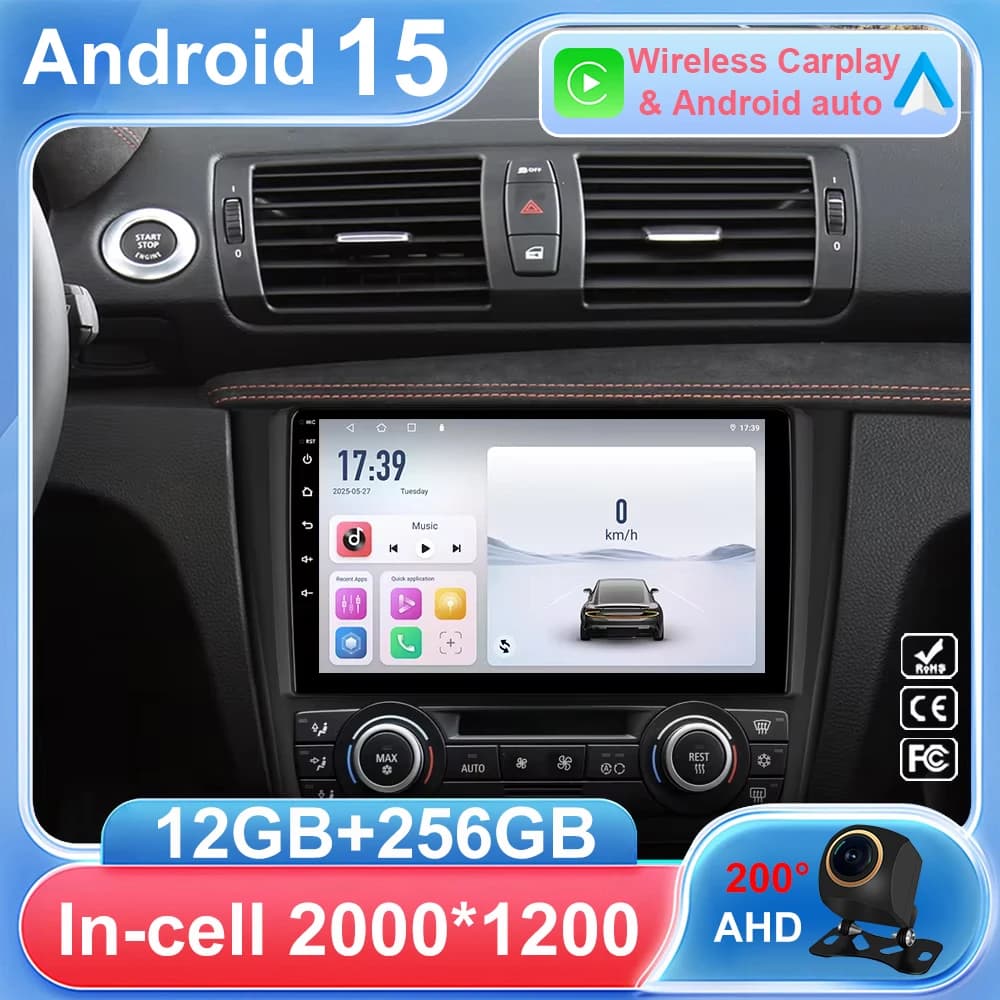 Android 15 Autoradio Per BMW Serie 1 E81 E82 E87 E88 2004 - 2012 Lettore Multimediale di Navigazione GPS Carplay Schermo Auto Stereo BT