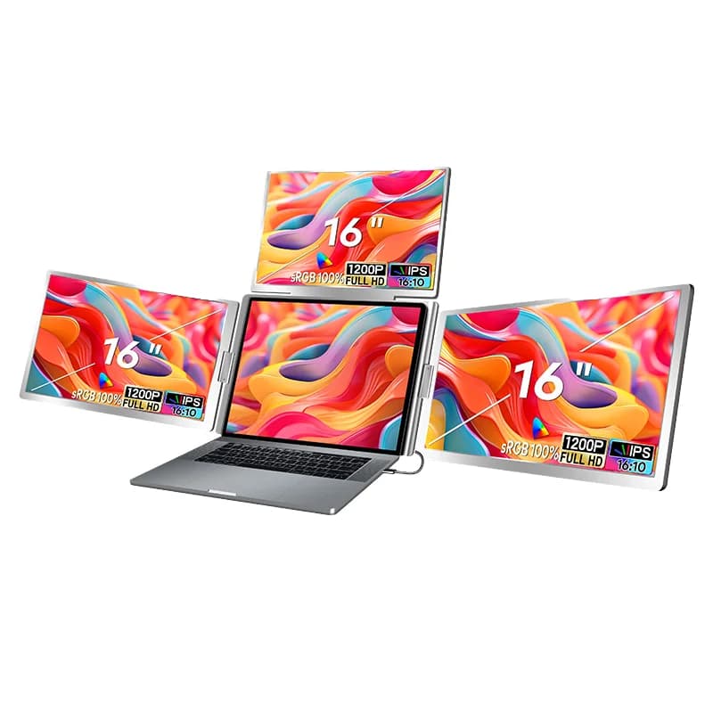 16 inch hot sale quadruple monitor with triple screen portable monitor for LCD display extender for portable screen 1 connected cable