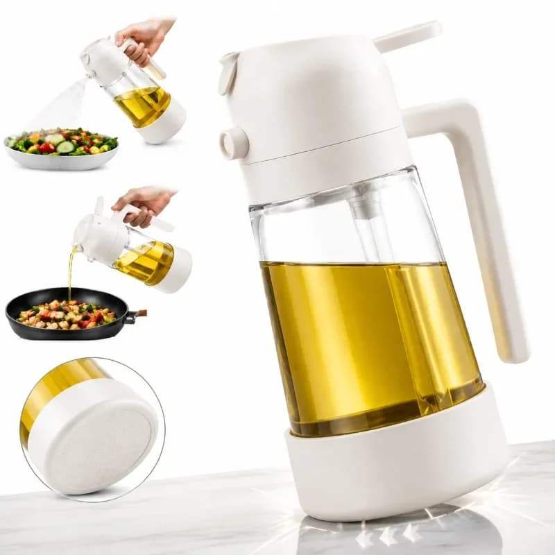 Olive Oil Sprayer Dispenser 2In1 15.89oz Square Silicone Base Cooking BBQ Salad Dressing Kitchen Tool Kit Sets Pro Max Extra Set