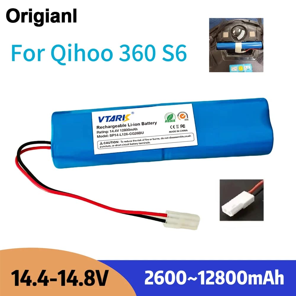 NUOVA Batteria da 14.8V 12800mAh per Aspirapolvere Robot Qihoo 360 S6, Ricambi e Accessori, Batterie di Ricambio.