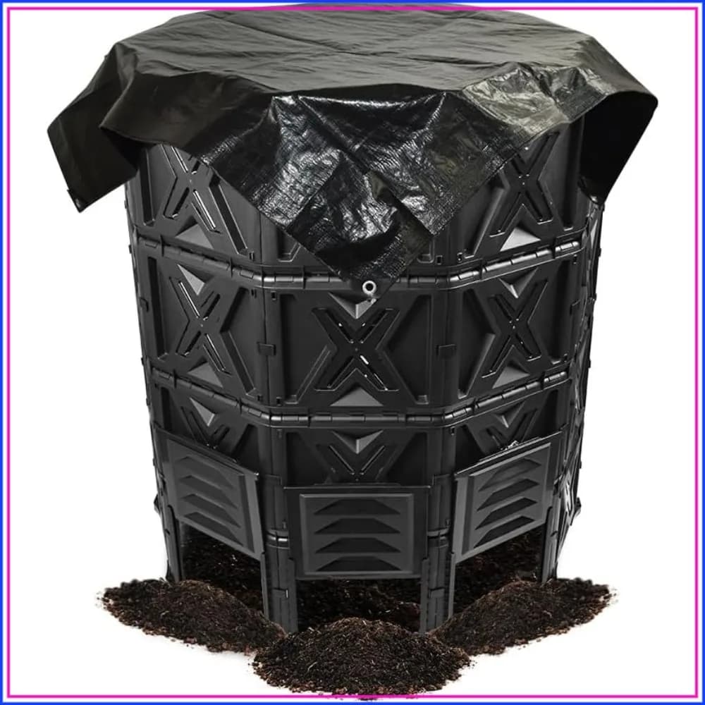 720L Large Outdoor Compost Bin, 190 Gallon Garden Composter with Aeration Vents, BPA-Free PP, Modular with Bottom Door