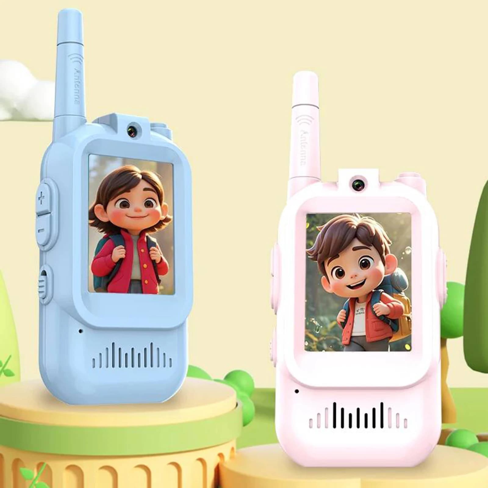 Walkie Talkie con Videocamera per Bambini, Confezione da 2, Ricaricabili, Interfono Video per Ragazzi e Ragazze, per Giochi al Chiuso, Campeggio ed Escursionismo