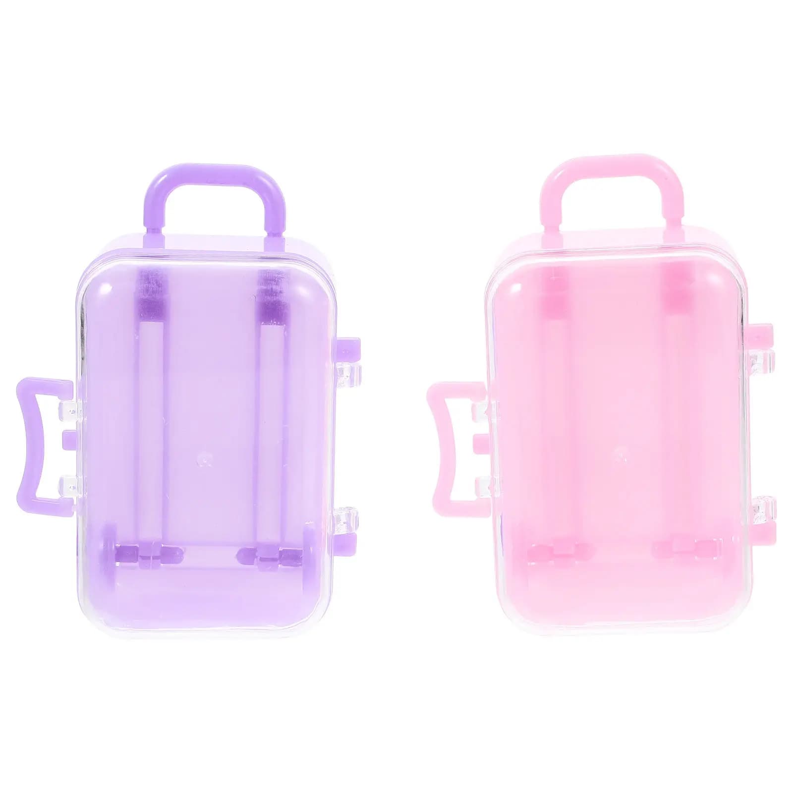 2 Pezzi Mini Valigie per Bambini, Valigette in Plastica per Bambini, Accessori per Valigie alla Moda, Modellini Decorativi per Valigie